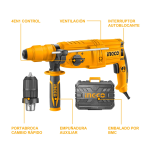 Rotomartillo SDS Plus 800w 2.5 Joules incluye adaptador Ingco - Imagen 4