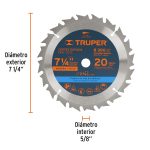 Disco para sierra circular 7 ¼" 20 dientes Truper - Imagen 3