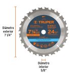 Disco para sierra circular 7 ¼" 24 dientes Truper - Imagen 3