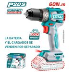 Taladro atornillador 60nm chuck metálico 20v Total - Imagen 2